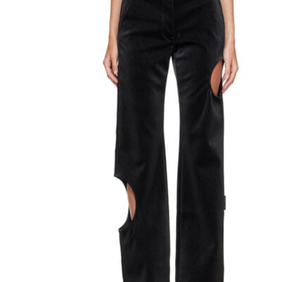 Off-White Black Velvet Coated Meteor Faux-Leather Pants