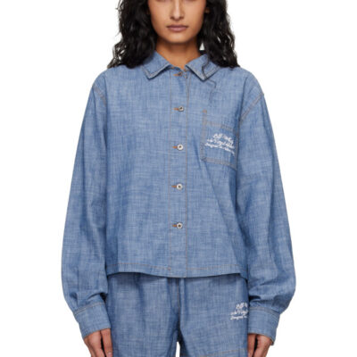 Off-White Blue Chambray Pajama Shirt