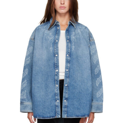 Off-White Blue Paisley Lover Denim Shirt
