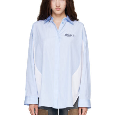 Off-White Blue & White Mix Stripe Pop Lover Shirt