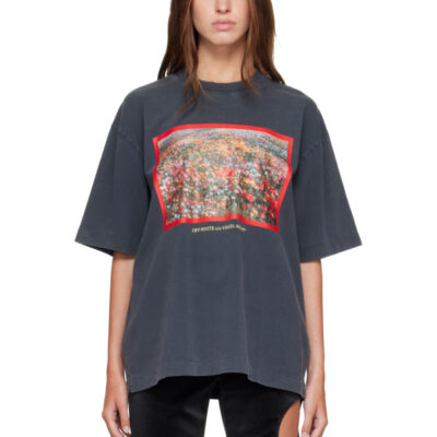 Off-White Gray Flowers Field Skate T-shirt
