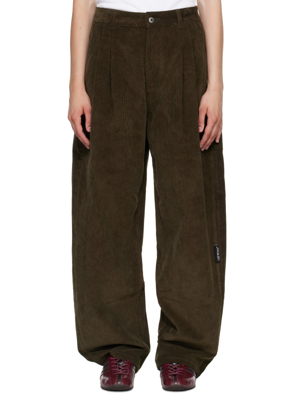 Off-White Khaki Corduroy Balloon Trousers