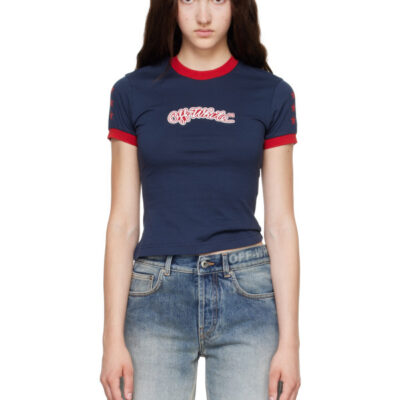 Off-White Navy Star Fitted T-shirt