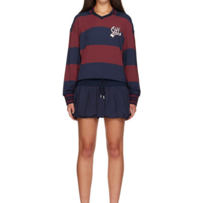 Off-White Navy Striped Interlock Polo Minidress