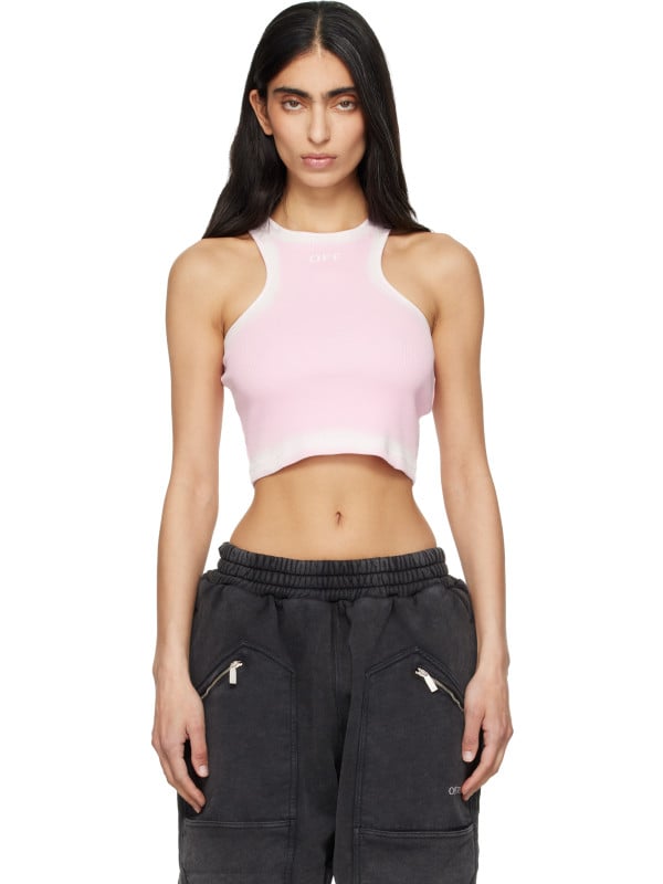 Off-White Pink Spray Off Stamp Tank Top