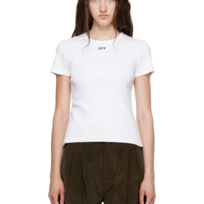 Off-White White 'OFF' Stamp Rib Fitted T-shirt