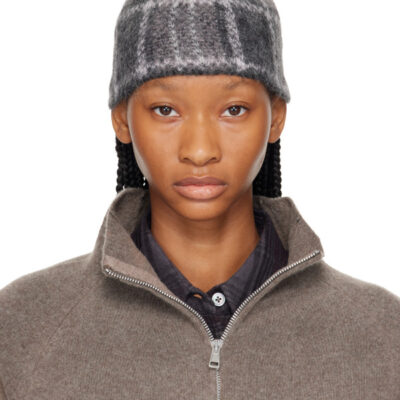 Our Legacy Gray Check Beanie
