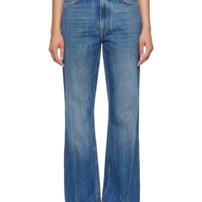 Paco Rabanne Blue Fringed Straight Jeans