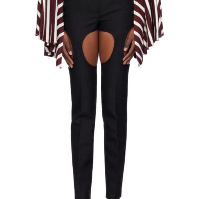 Pushbutton Black Cutout Point Skinny Trousers