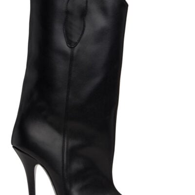 Pushbutton Black Mid-Calf Cowgirl Boots
