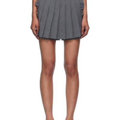 Pushbutton Gray Pleated Apron Shorts