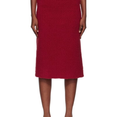 Pushbutton Red Fleece Combi H-Line Midi Skirt