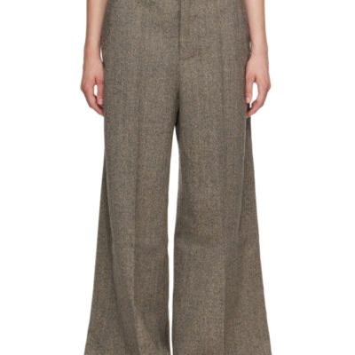 Rick Owens Beige Tower Wide Tailored Trousers