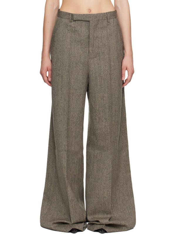 Rick Owens Beige Tower Wide Tailored Trousers