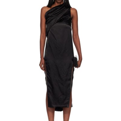 Rick Owens Black Temple Athena Arrowhead Midi Dress