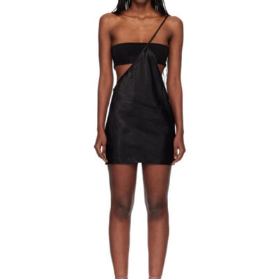 Rick Owens Black Temple Bias Strap Minidress