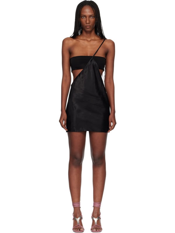Rick Owens Black Temple Bias Strap Minidress