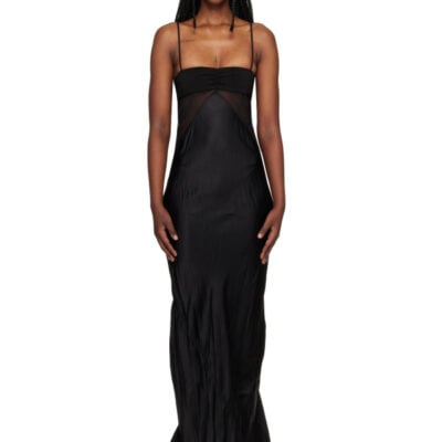 Rick Owens Black Temple Combo Slip Maxi Dress