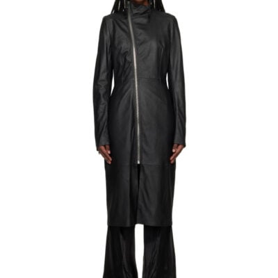 Rick Owens Black Temple Gary Leather Coat