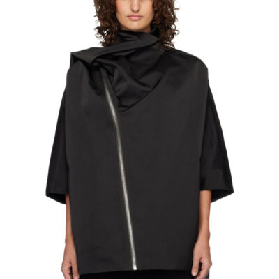 Rick Owens Black Temple Sail Biker Jacket