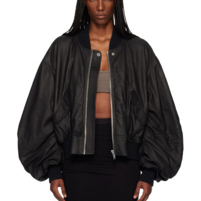 Rick Owens Black Temple Secchia Flight Leather Jacket
