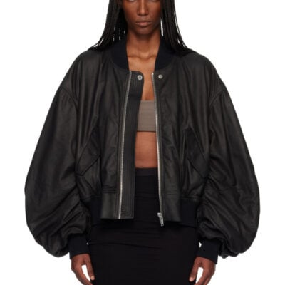 Rick Owens Black Temple Secchia Flight Leather Jacket