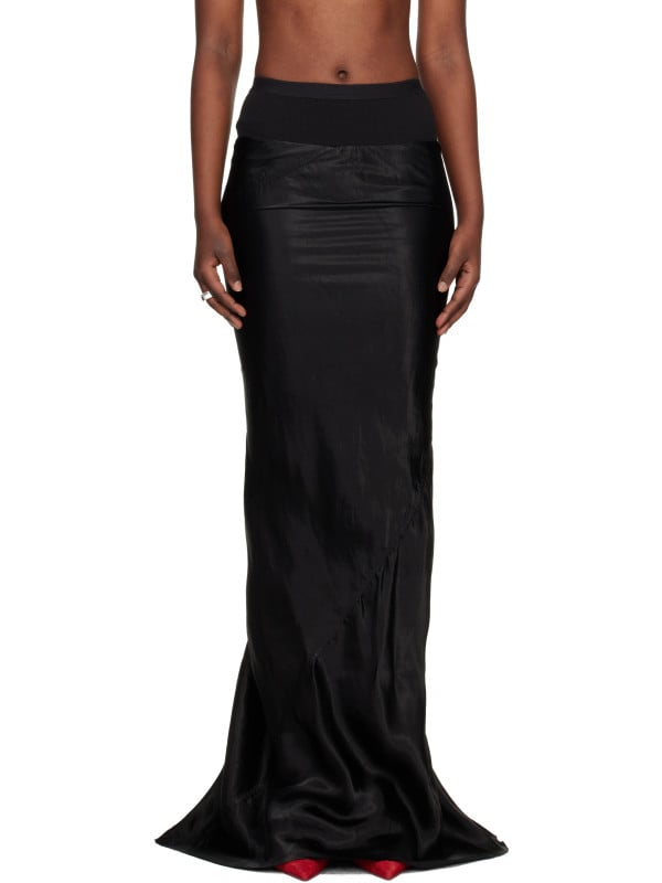 Rick Owens Black Temple Slim Long Coda Maxi Skirt