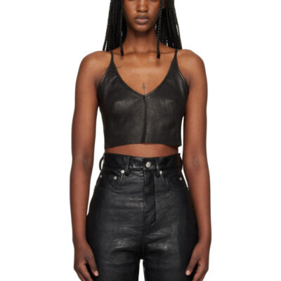 Rick Owens Black Temple Stretch Lamb Leather Top