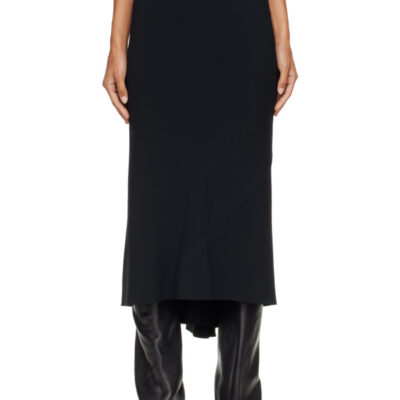 Rick Owens Black Tower A Line Bias Midi Skirt
