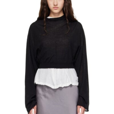 Rick Owens Black Tower Cropped Tunic Hoodie