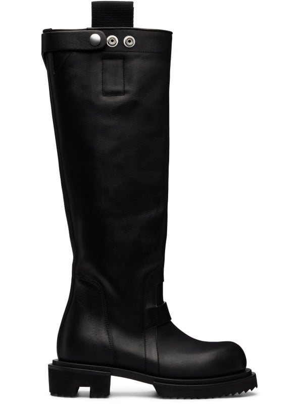 Rick Owens Black Tower Knee Pull-On Gabe Tall Boots