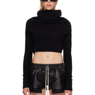 Rick Owens Black Tower LS Cowl Sweater