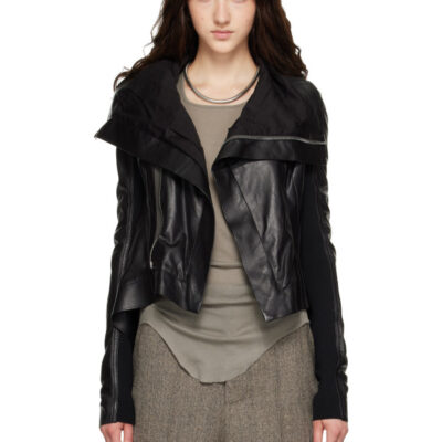 Rick Owens Black Tower Naska Biker Leather Jacket