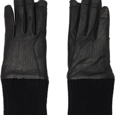 Rick Owens Black Tower Rib Cuff Gloves
