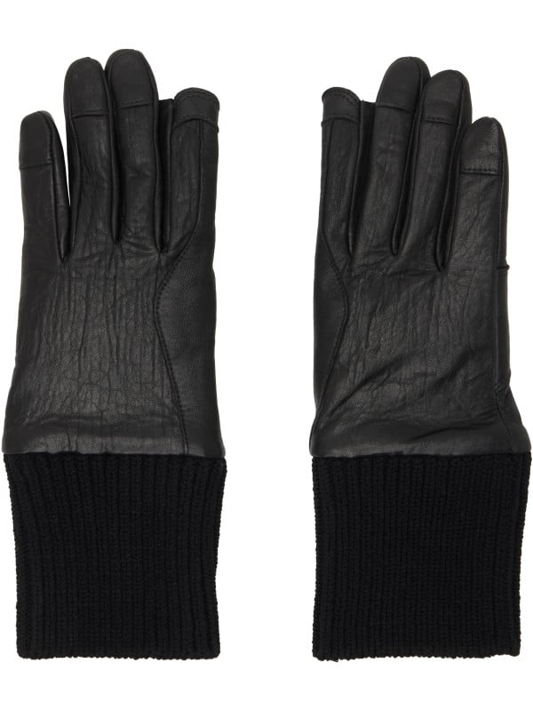 Rick Owens Black Tower Rib Cuff Gloves