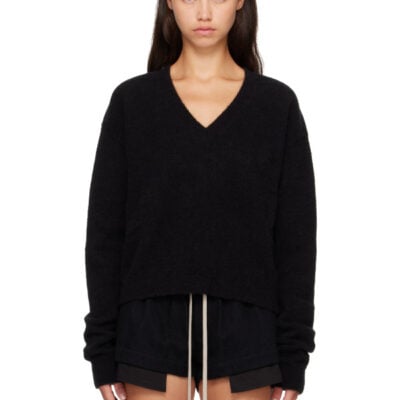 Rick Owens Black Tower Tommy V Neck Sweater