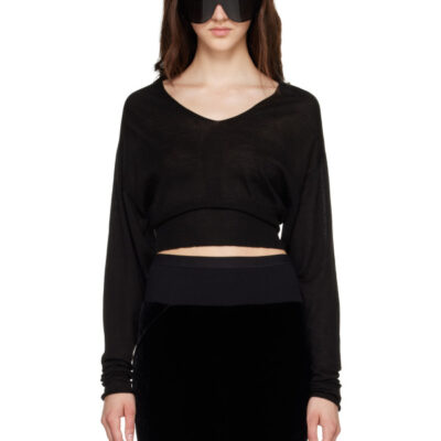 Rick Owens Black Tower V Cropped Sweater