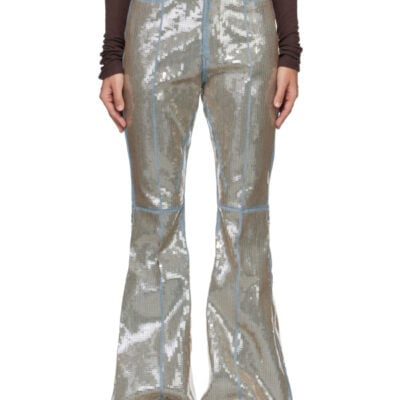 Rick Owens Blue & Beige Temple Bolan Bootcut Jeans