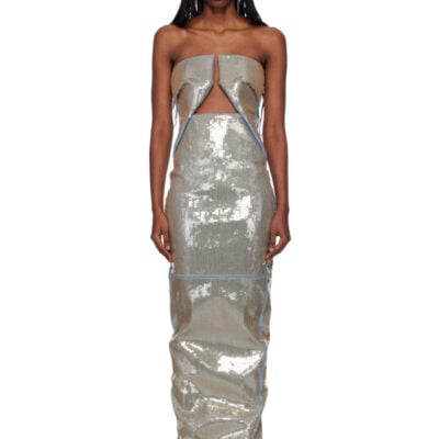 Rick Owens Blue & Beige Temple Prong Denim Maxi Dress