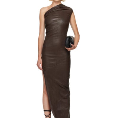 Rick Owens Brown Athena Leather Maxi Dress