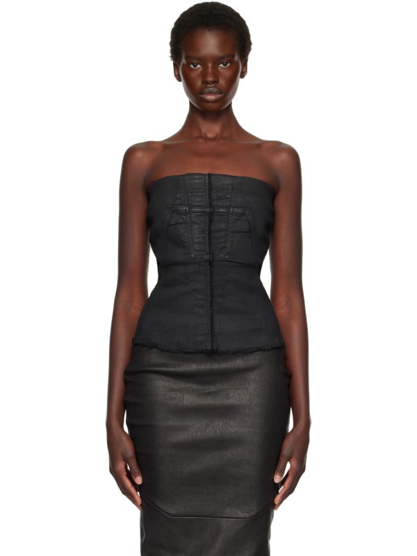 Rick Owens DRKSHDW Black Tower Washed Denim Tube Top