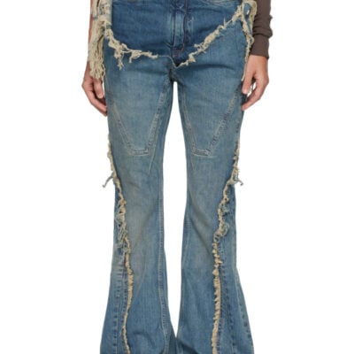 Rick Owens DRKSHDW Blue Temple Slivered Bootcut Jeans