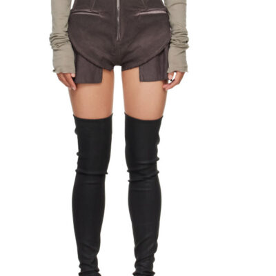 Rick Owens DRKSHDW Burgundy Tower Dirt Cutoff Denim Shorts