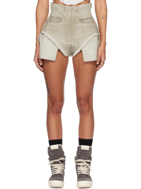 Rick Owens DRKSHDW Gray Temple Dirt Cutoff Denim Shorts