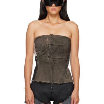 Rick Owens DRKSHDW Gray Tower Splintered Bustier Top