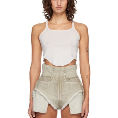 Rick Owens DRKSHDW Off-White Temple Basic Cropped Tank Top