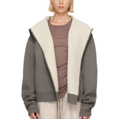 Rick Owens Gray & Off-White Tower Reversible Robe Hoodie