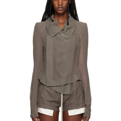 Rick Owens Gray Temple Classic Biker Jacket