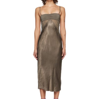 Rick Owens Gray Temple Combo Slip Midi Dress