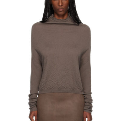 Rick Owens Gray Temple LS Crater Sweater